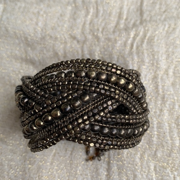 Bronze Beaded Cuff Bracelet, Costume - Picture 2 of 9